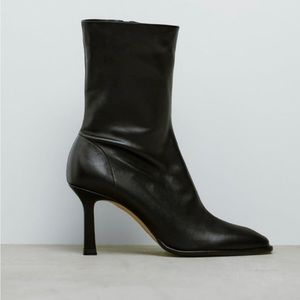ZARA LEATHER HEELED ANKLE BOOTS